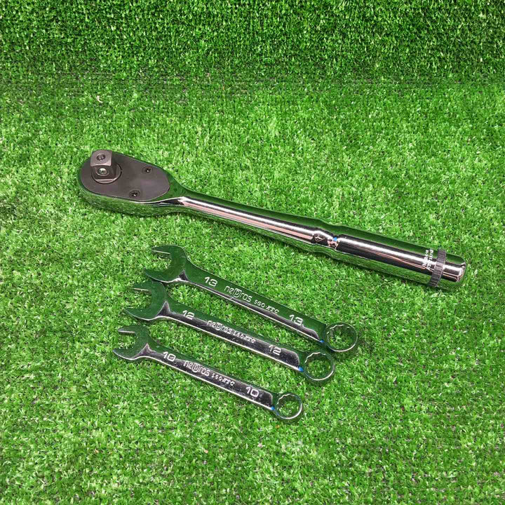 KTC ネプロス 12.7mm (1/2インチ) ラチェットハンドル NBR490、コンビネーションレンチ NMS2S-10～13【藤沢店】