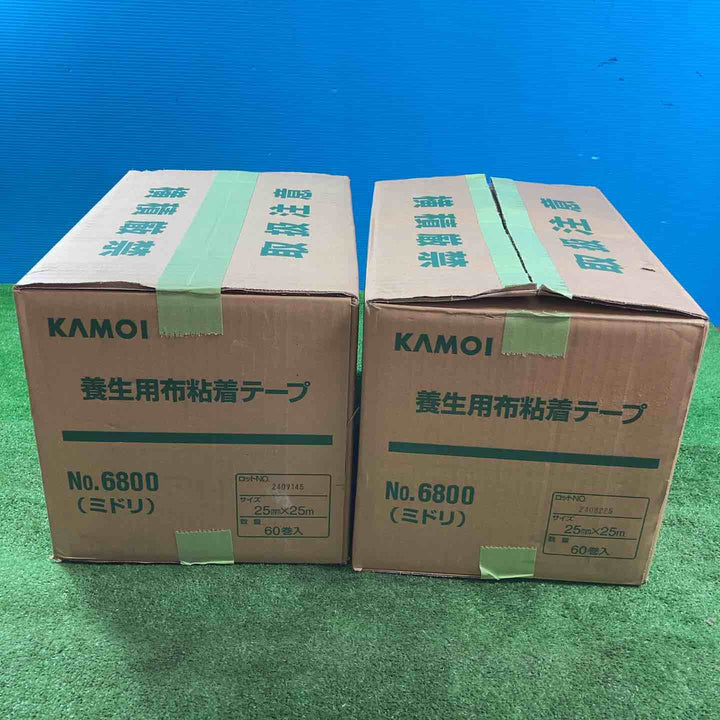 カモ井 KAMOI 養生用布粘着テープ No.6800(ミドリ) 25mm×25m 120巻(60巻入り 2箱セット)【岩槻店】