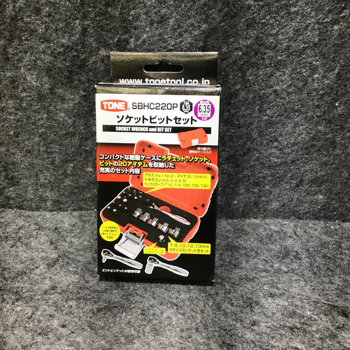 【未使用品】トネ(TONE) ソケットビットセット 差込角6.35mm(1/4") SBHC220P 内容19点 レッド【桶川店】