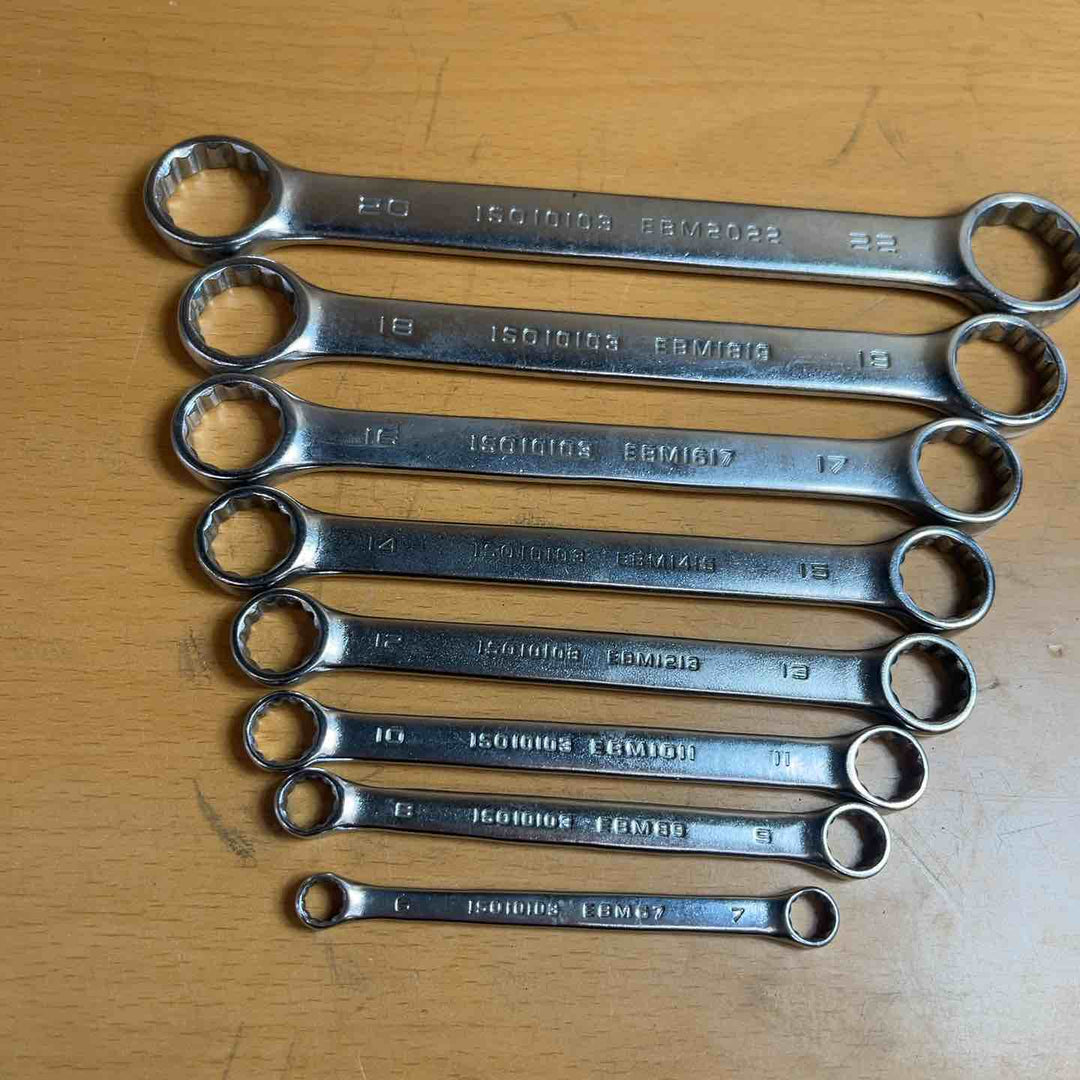 スナップオン Snap-on Eurotools ストレートメガネレンチ 8本セット 22-6mm EBM2022/EBM1819/EBM1617/EBM1415/EBM1213/EBM1011/EBM89/EBM67　【越谷店】