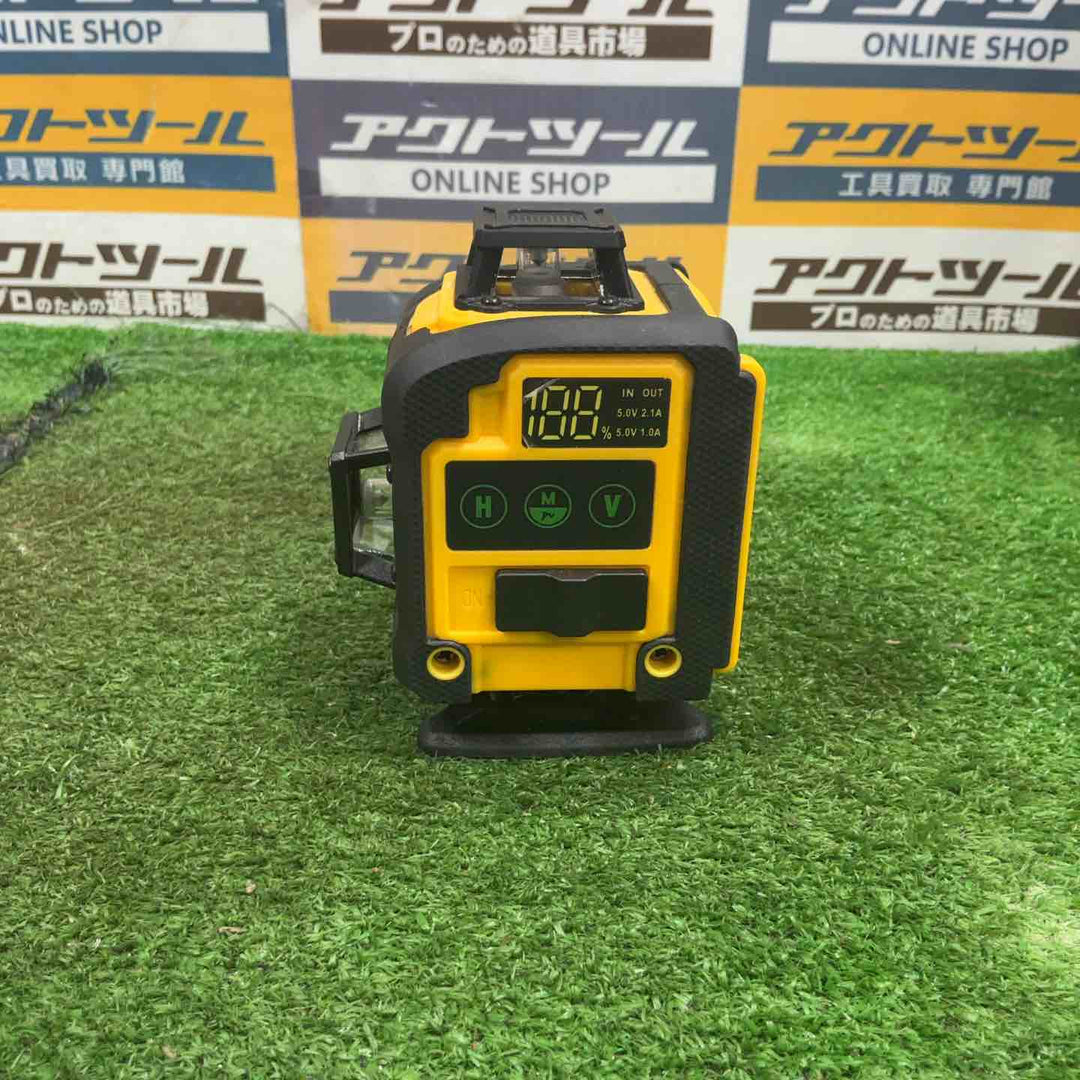 Alloyman レーザー墨出し器 4D フルライン グリーンレーザー 水平器  電量LCDディスプレー搭載 IP54防水防塵 自動補正 受光器対応 建築現場 DIY yellow【草加店】