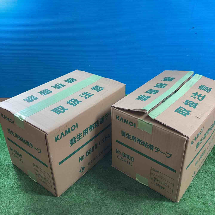 カモ井 KAMOI 養生用布粘着テープ No.6800(ミドリ) 25mm×25m 120巻(60巻入り 2箱セット)【岩槻店】
