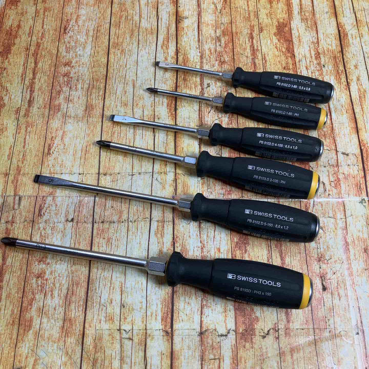 SWISSTOOLS貫通ドライバー6本組(マイナス3・プラス3本) PD8193D  PD8102D【川崎店】