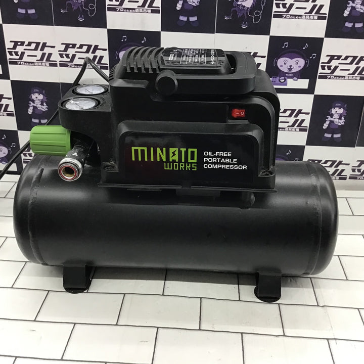 〇ミナトワークス(MINATO WORKS) オイルレス型エアーコンプレッサー (100V/タンク容量8L) CP-8A【所沢店】