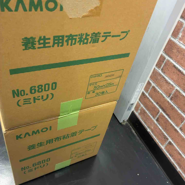 KAMOI 養生用布粘着テープ No.6800 ミドリ 50mm×25m 30巻入【藤沢店】
