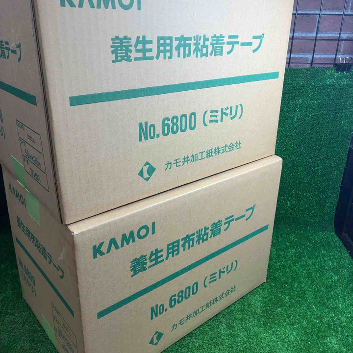 KAMOI 養生用布粘着テープ No.6800(ミドリ) 50mm×25m 60巻(30巻入り 2箱セット)【藤沢店】