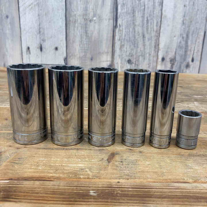 【中古品】 スナップオン(Snap-on) インチ ソケットまとめ S381、S361、S301、S261、TS221、SW221 6個セット 3/8 ディープ ショート 【東大和店】