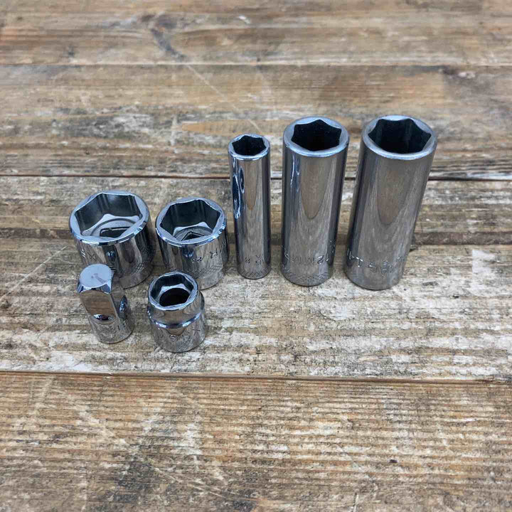 【中古品】 マックツール(MAC TOOLS) ソケットまとめ 変換アダプタ付属A812 XD6-14MMRなど 3/8インチ 7個セット 【東大和店】