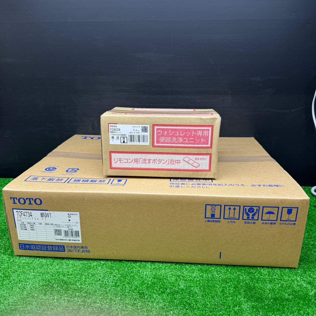 【未使用品】TOTO ウォシュレット アプリコット F3 TCF4734 #NW1 ホワイト＋便器洗浄ユニット TCA528【電材館越谷店】