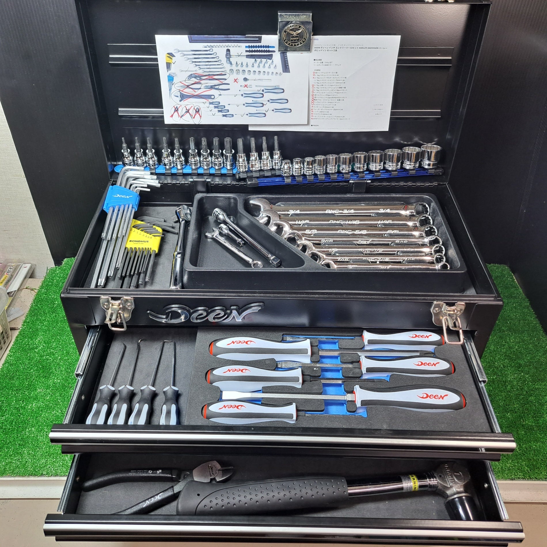 Deen ツールBOX 中古品 DEEN 3段ツールボックス ディーン インチ エントリーツールセット