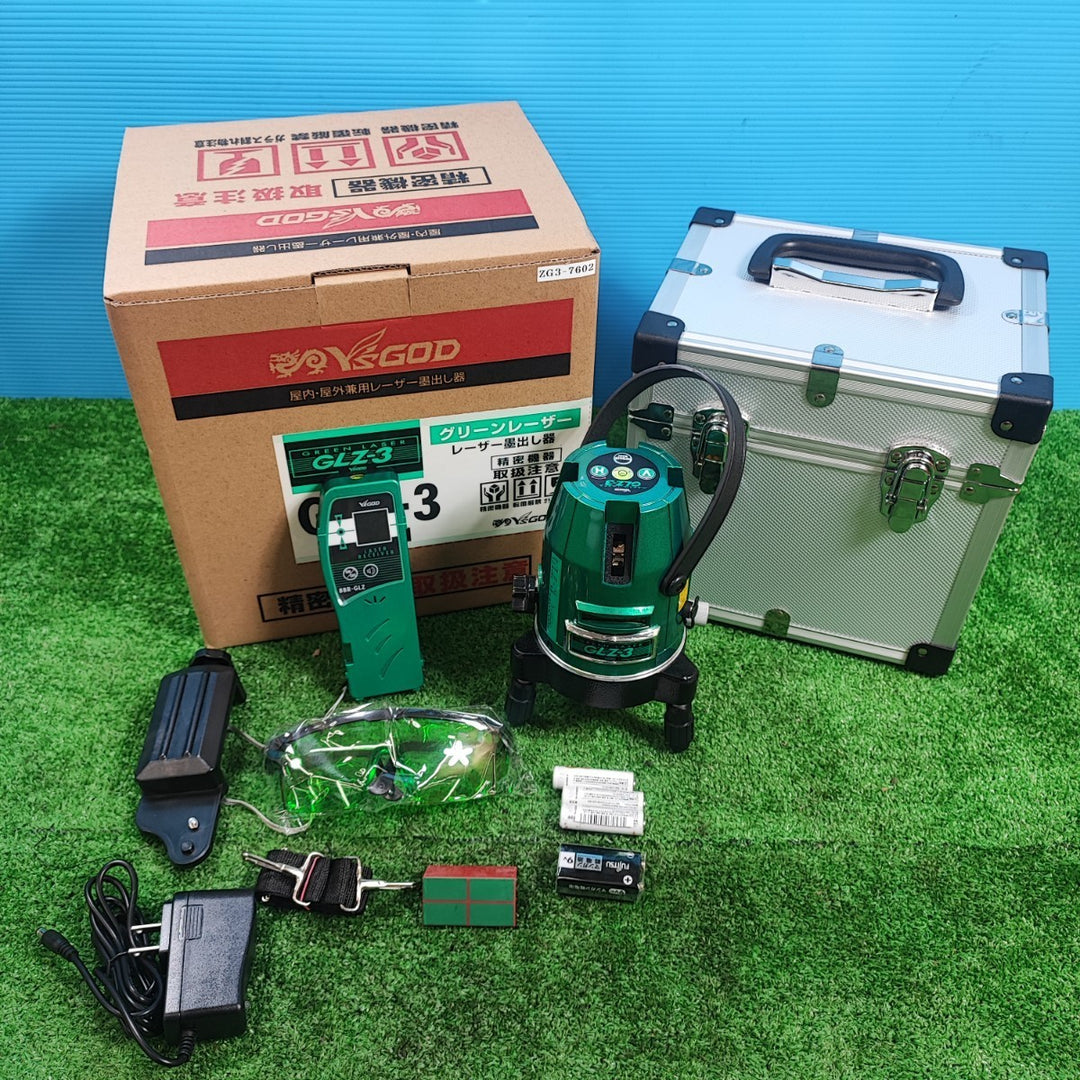 〇山真製鋸(YAMASHIN) グリーンレーザー墨出し器 GLZ-3-W 本体+受光器+三脚【越谷店】