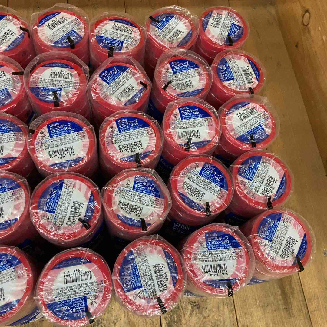 セキスイ(SEKISUI) 積水 エスロンテープ No.360 V360R01 塩化ビニル (0.2mmx19mmx10ｍ・赤)400個【所沢店】