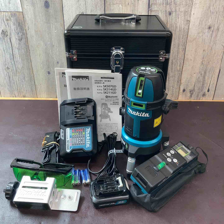 【中古美品】マキタ(makita) コードレスグリーンレーザー墨出し器 SK211GDZ 矩・横 受光器 バッテリー付属【東大和店】