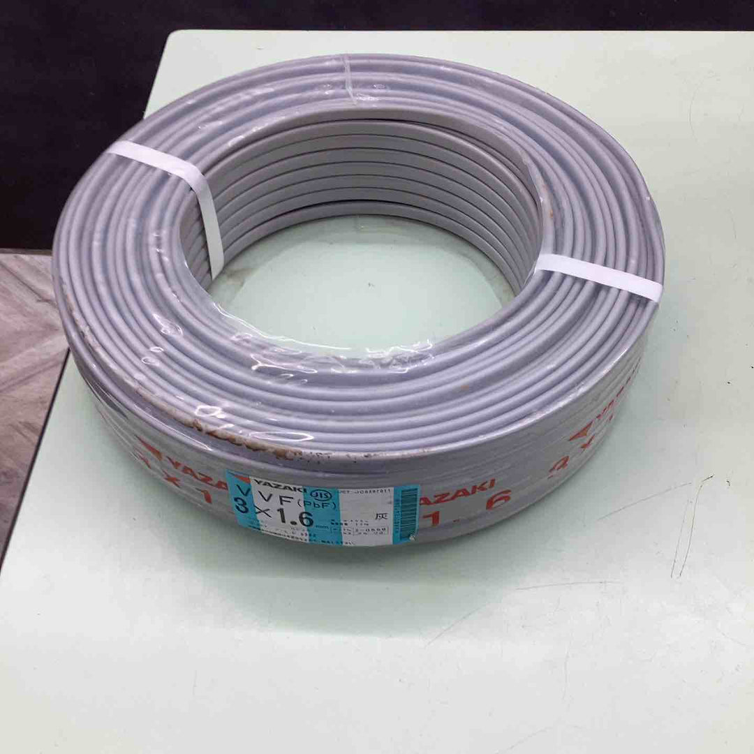 矢崎 VVFケーブル 1.6mm×3芯 100m巻 (灰色) VVF1.6mm×3C×100m YAZAKI【越谷店】