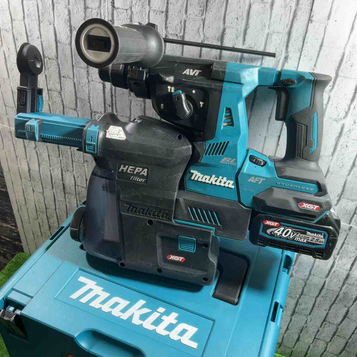 ★マキタ(makita) コードレスハンマドリル HR001GRDXV 動作確認済み 40V2.5Ah×2、集じんシステム、充電器、ハンドル、ストッパポール、ケース付き【川口店】