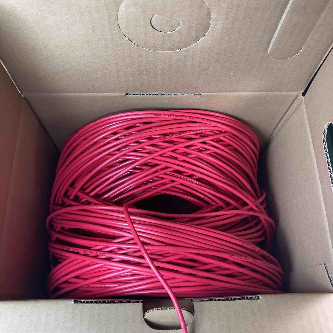 日本製線 高性能ギガビット伝送対応LANケーブル （Cat5e) 100m巻(赤色) 0.5 - 4P NSEDT (RD) (100)【岩槻店】