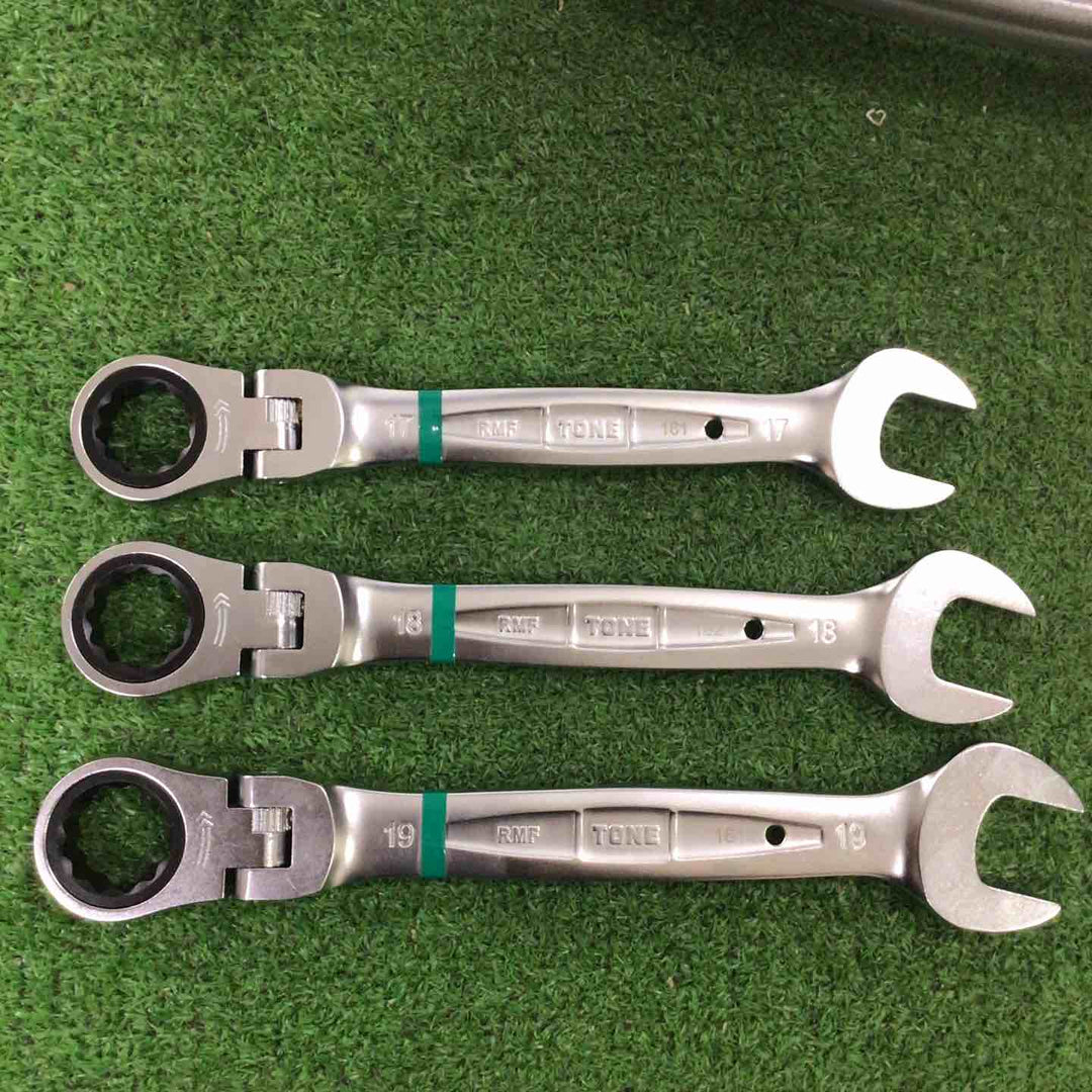 中古美品 ■TONE 首振ラチェットめがねレンチセット 10pcs〔品番:RMF100〕