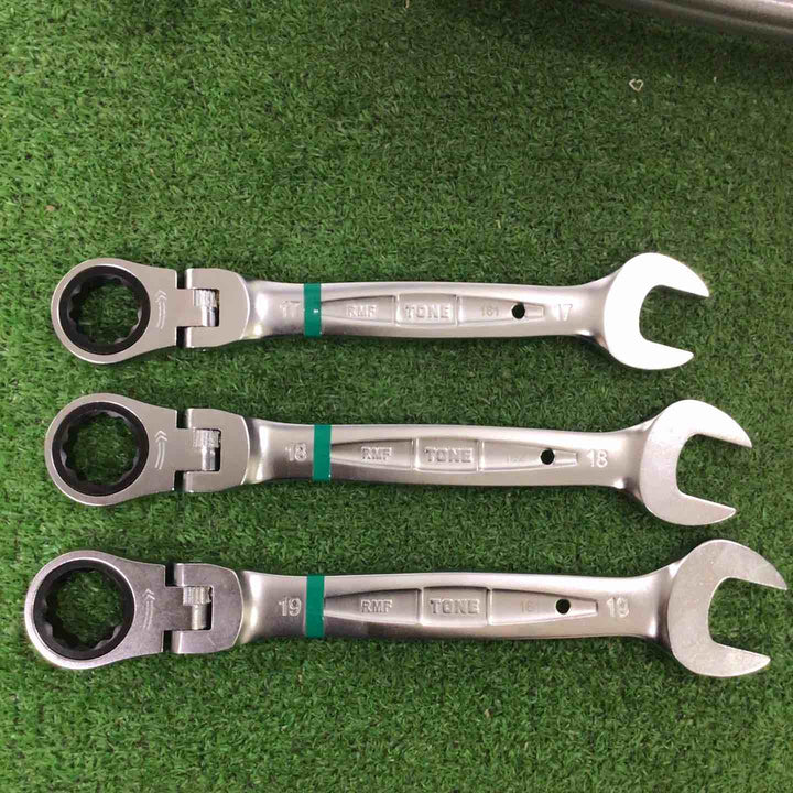 中古美品 ■TONE 首振ラチェットめがねレンチセット 10pcs〔品番:RMF100〕