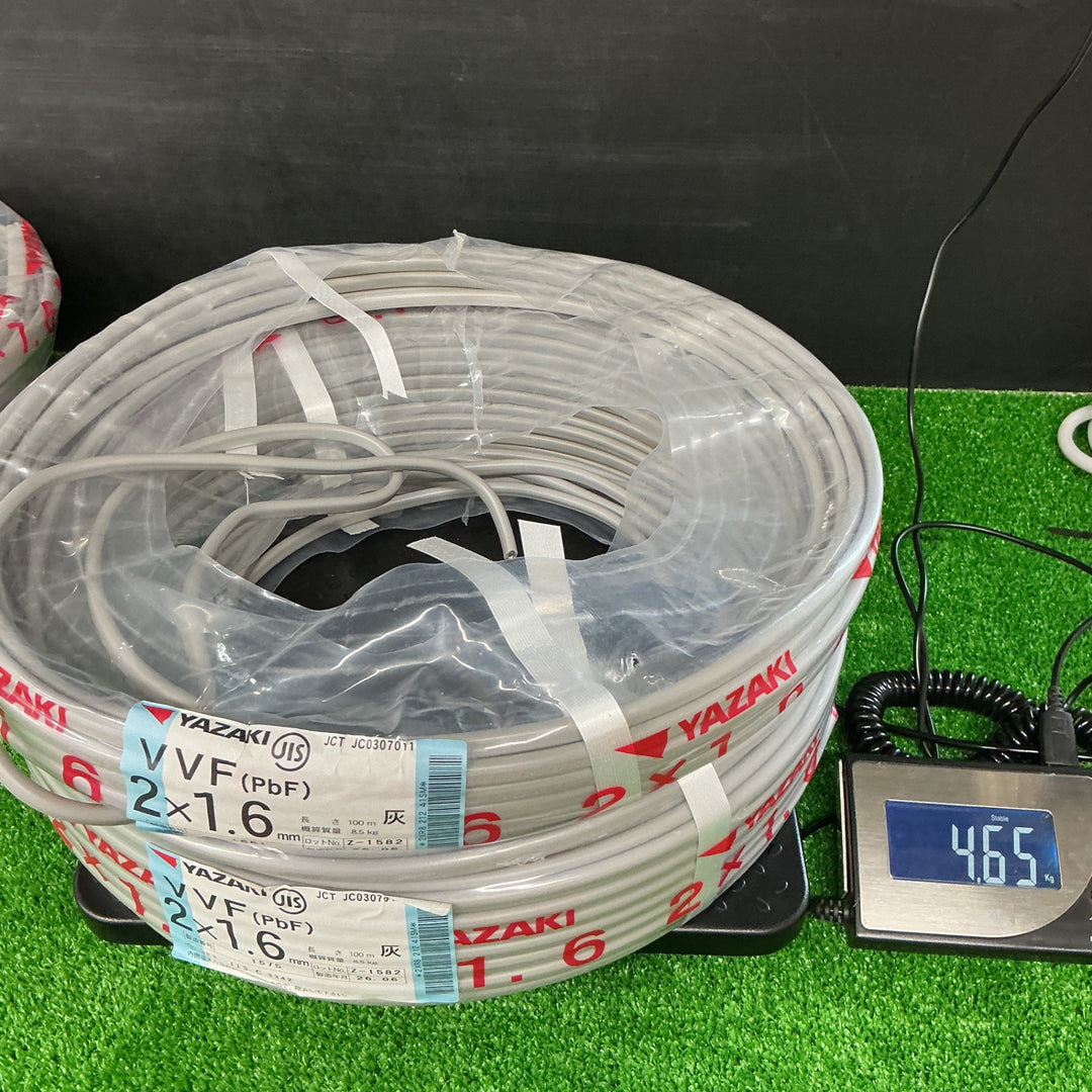 矢崎 YAZAKI  VVF ケーブル3芯×1.6mm 使いかけ2巻、2芯×1.6mm使いかけ2巻 合計13Kg 【電材館越谷店】