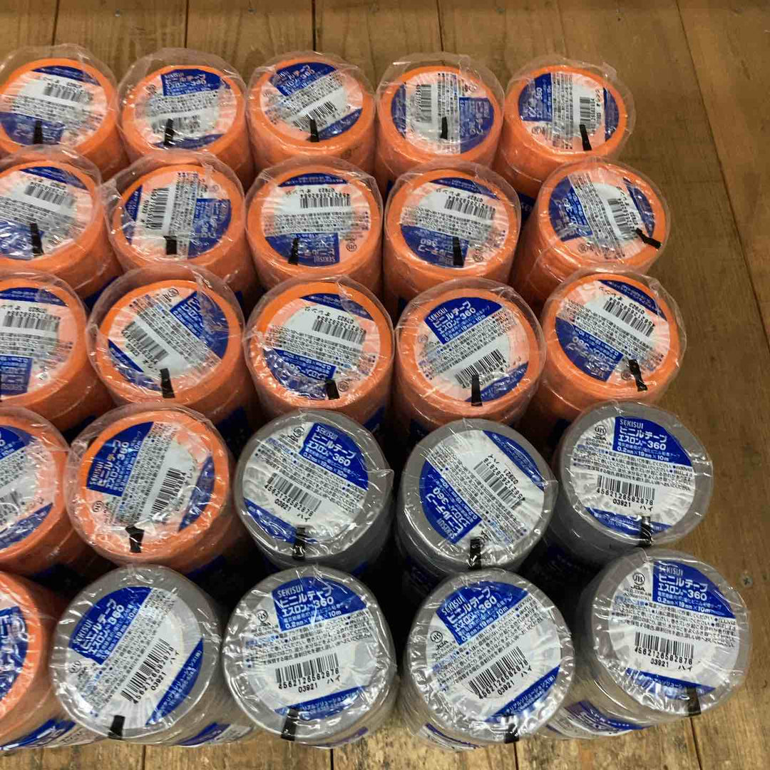 セキスイ(SEKISUI) 積水 エスロンテープ No.360 V360R01 塩化ビニル (0.2mmx19mmx10ｍ・オレンジ)230個+グレー70個 計300個【所沢店】