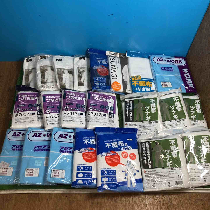 不織布ツナギ 22点まとめ売りセット サイズM×4 / L×9 / LL×4点/ 3L×5点【岩槻店】