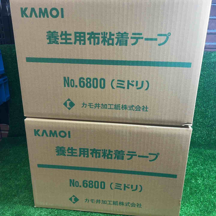 KAMOI 養生用布粘着テープ No.6800(ミドリ) 50mm×25m 60巻(30巻入り 2箱セット)【藤沢店】