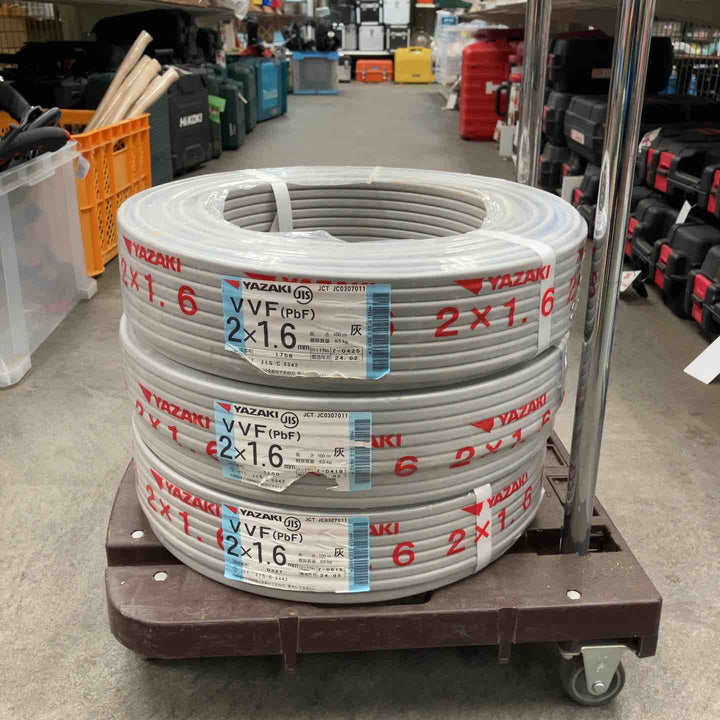 ▼矢崎エナジーシステム VVFケーブル 2芯×1.6mm【100M*3巻セット】24年製【川崎店】