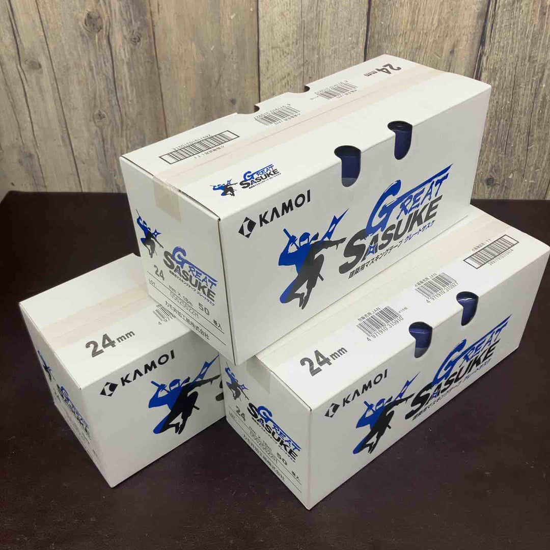 【未使用(店頭展示品)】カモ井 グレートサスケ 24㎜マスキングテープ建築塗装用(50巻入)3個セット【東大和店】