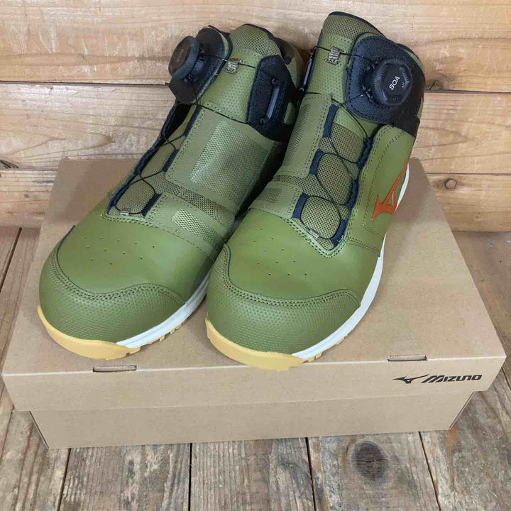 特価！【未使用品】◇[ミズノ] ワークシューズ オールマイティHWⅡ81M BOA F1GA2501 28.0cm カーキ×オレンジ【所沢店】
