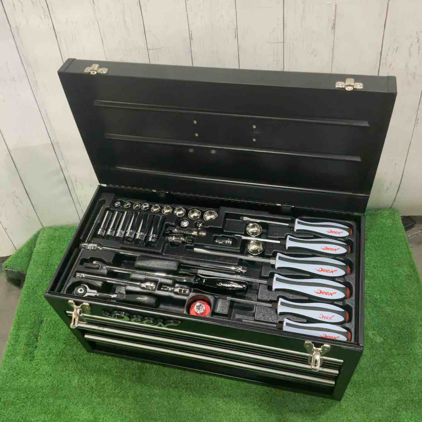 店頭受取り限定】DEEN ミニツールワゴン＆3段チェスト 工具セット