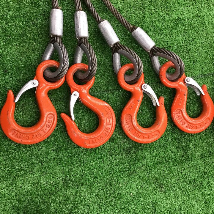 TAIYO　4点吊りフック　総重量2t　各フック0.5t　ワイヤ約1m　【桶川店】