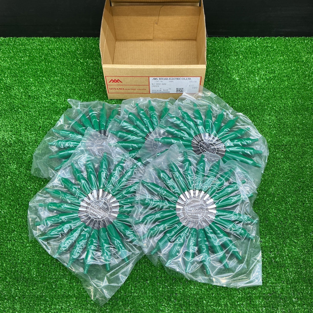 ミヤマ電機 みのむしクリップ MJ-002 緑 100個【電材館越谷店】