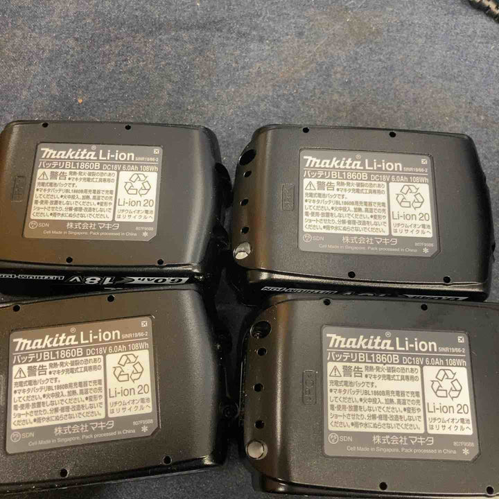 マキタ(makita) リチウムイオンバッテリー 18V/6.0Ah BL1860B 4個 + 急速充電器 DC18RF 2個セット【八潮店】