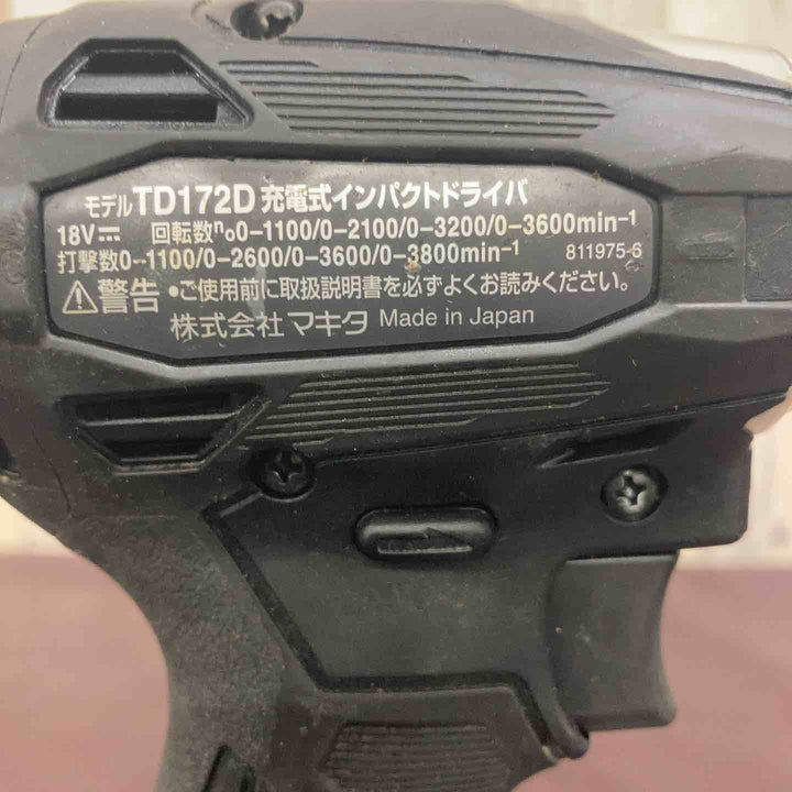 【中古品】 マキタ(makita) コードレスインパクトドライバー TD172DZB バッテリー1個付属 【東大和店】