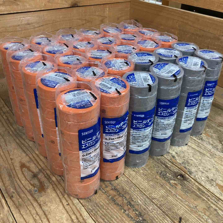 セキスイ(SEKISUI) 積水 エスロンテープ No.360 V360R01 塩化ビニル (0.2mmx19mmx10ｍ・オレンジ)230個+グレー70個 計300個【所沢店】