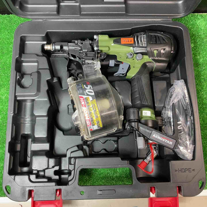 ★マックス(MAX) 高圧エア釘打ち機 HN-50N4(D)_ミリタリーグリーン【岩槻店】
