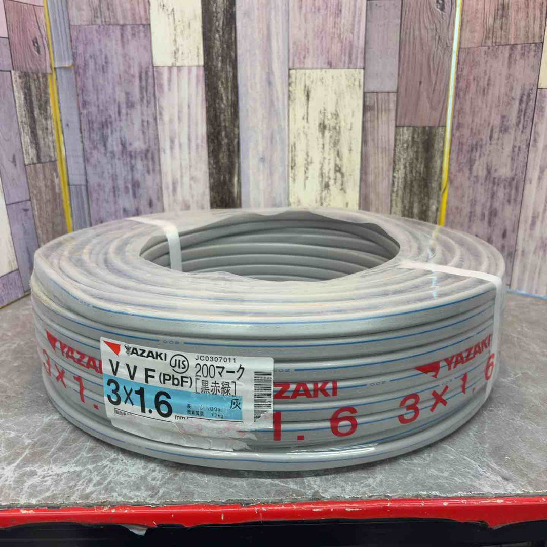 【未使用品】YAZAKI 電線 VVFケーブル 3ｘ1.6ｍｍ 100ｍ巻 200V専用 【八潮店】