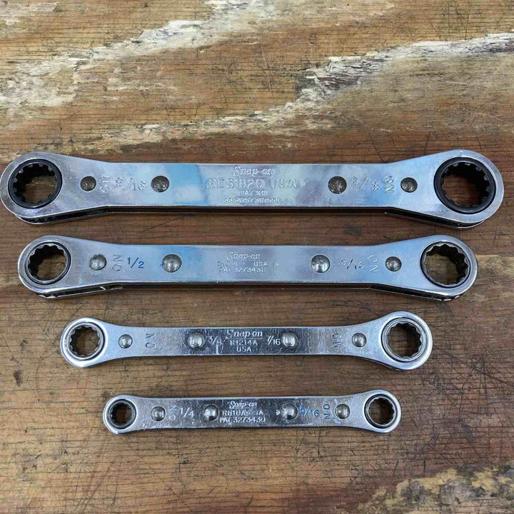 【中古品】▲スナップオン(Snap-on) 板ラチェット 4本セット R810A R1214A R1618 RES1820 旧ロゴ 1/4～5/8インチ【柏店】