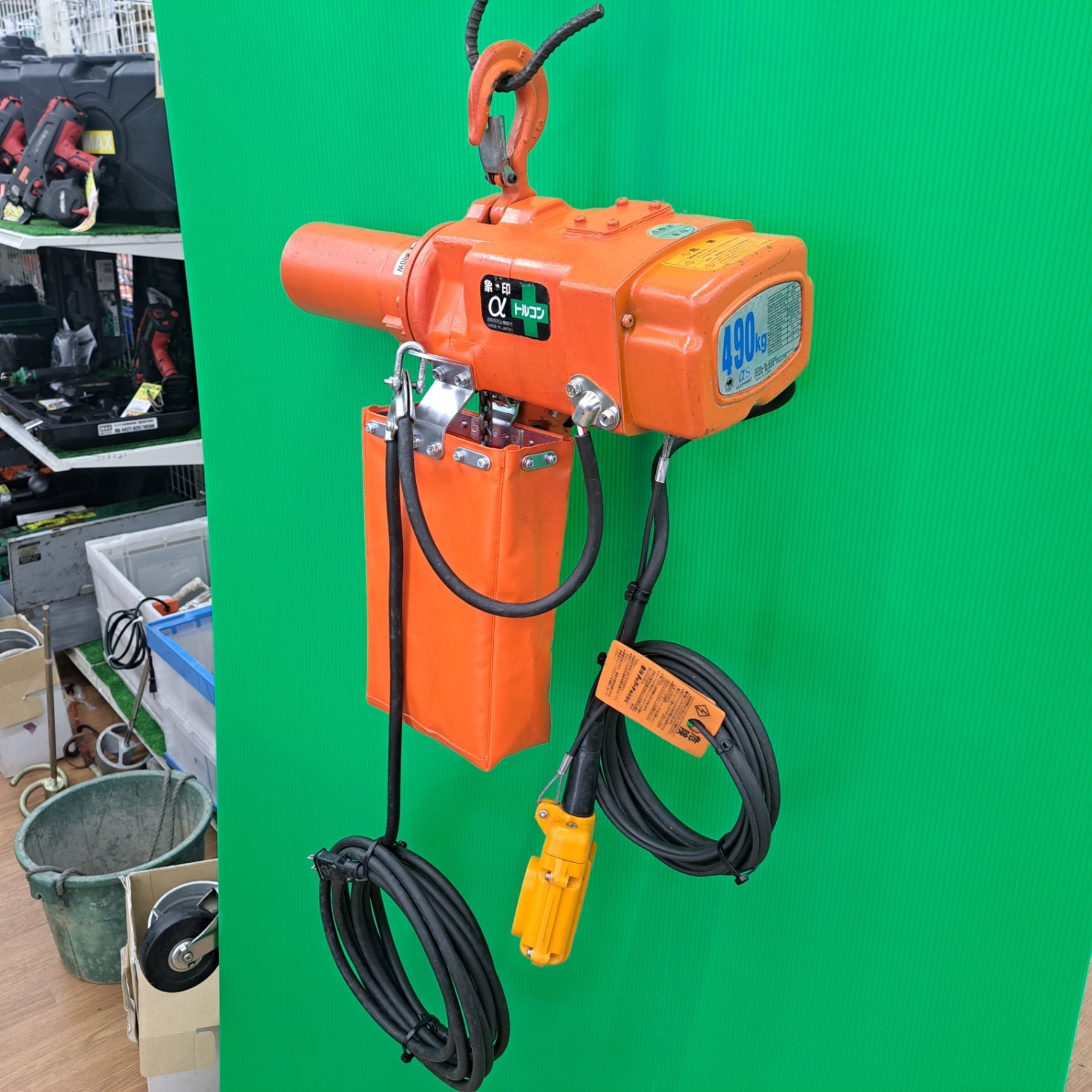 ◇象印 ELEPHNAT 電気チェーンブロック αS-049 490kg 3m AS-K4930 コード補修箇所あり【岩槻店】 ◇象印 ELEPHNAT 電気チェーンブロック αS-049 490kg 3m AS-K4930