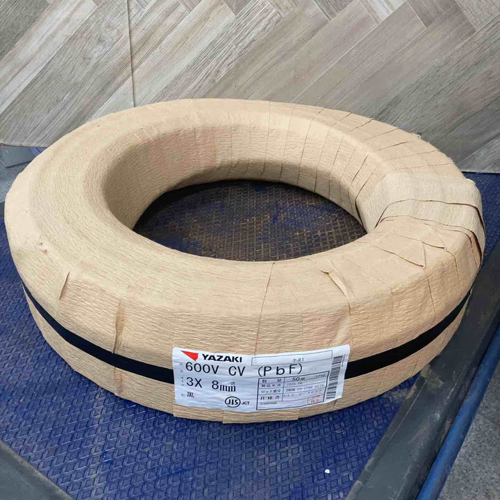 【未使用品】◇矢崎電線 YAZAKI CVケーブル 600V 3×8 50m 2026/05製 新品紙巻【八潮店】