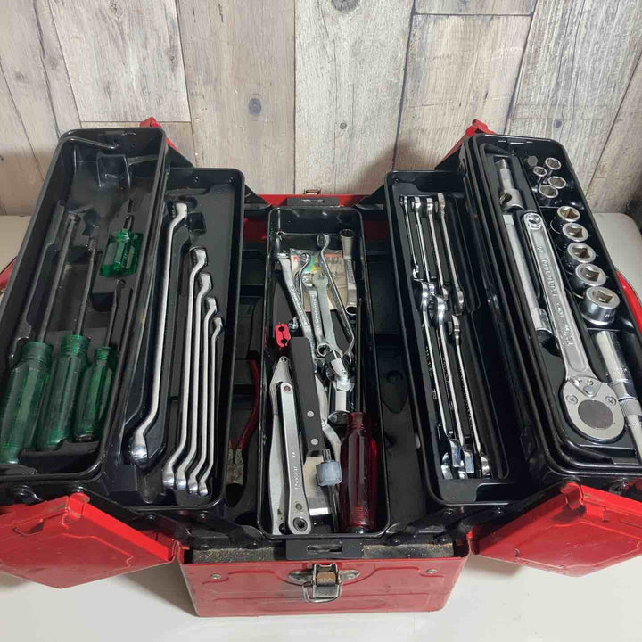 ◇KTC TOOL BOX 工具セット　工具欠け有、追加工具有、軽微の箱の歪み有【戸田店】