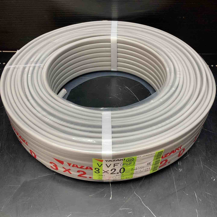 ◇矢崎 VVFケーブル 2.0mm×3芯 100m巻 (灰色) VVF2.0mm×3C×100m YAZAKI 製造2025年5月【川越店】