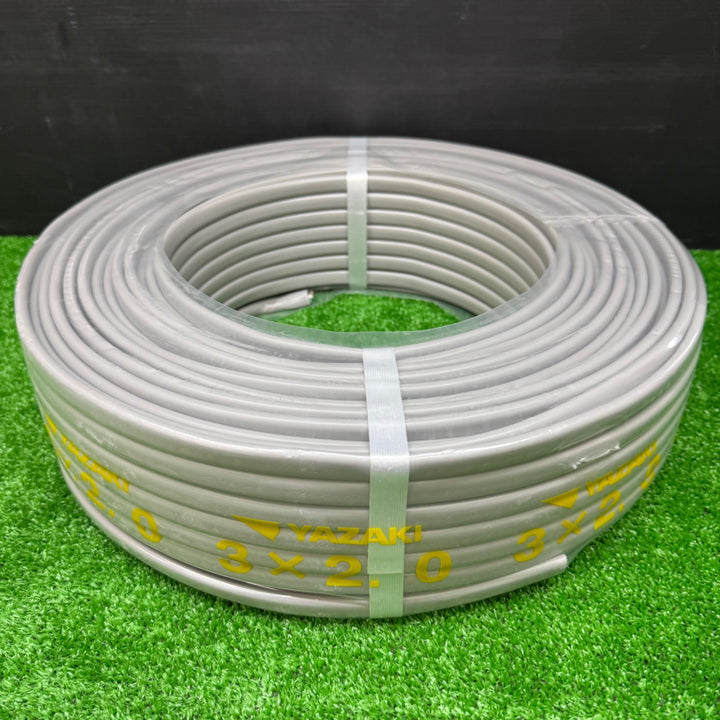 【未使用】 YAZAKI 矢崎 3×2.0 VVFケーブル  黒白緑  灰 100m 16kg 2026年4月製造【電材館越谷店】