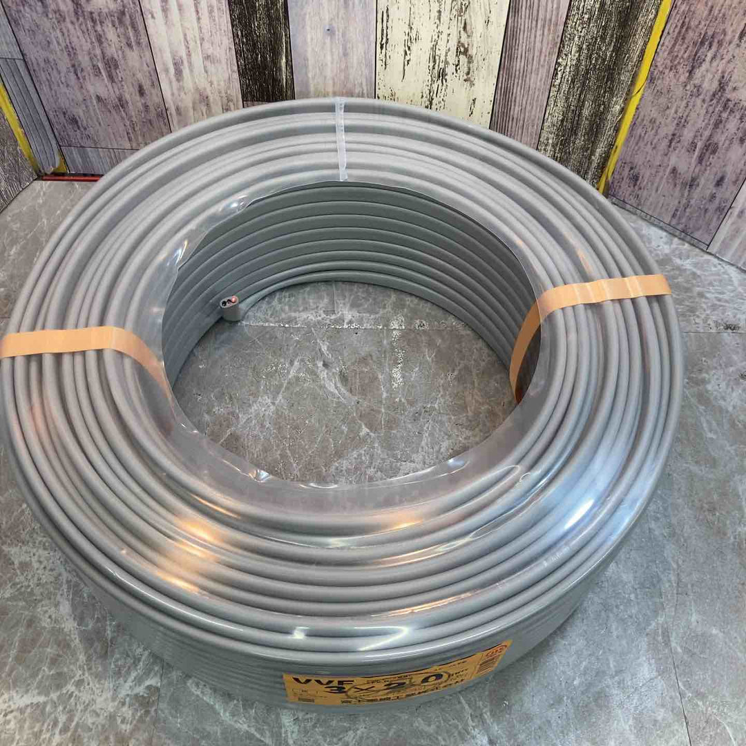 未使用品】富士電線 VVFケーブル 3ｘ2.0ｍｍ 100ｍ巻 赤白黒【八潮店】