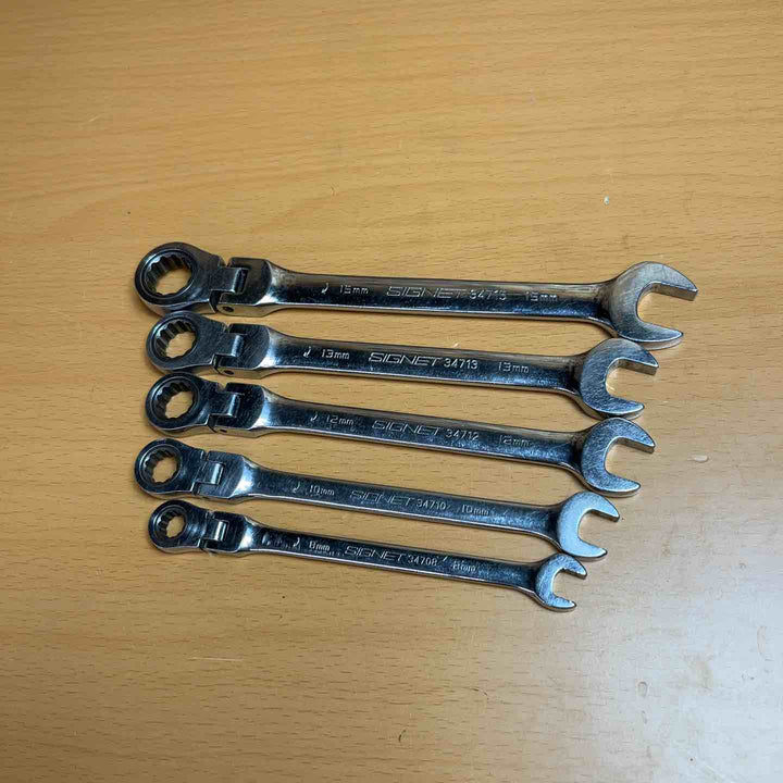 シグネット(SIGNET) 5本 コンビネーションギアレンチ フレックス 34715 34713 34712 34710 34708 13.12は首振り部グラグラ 【越谷店】