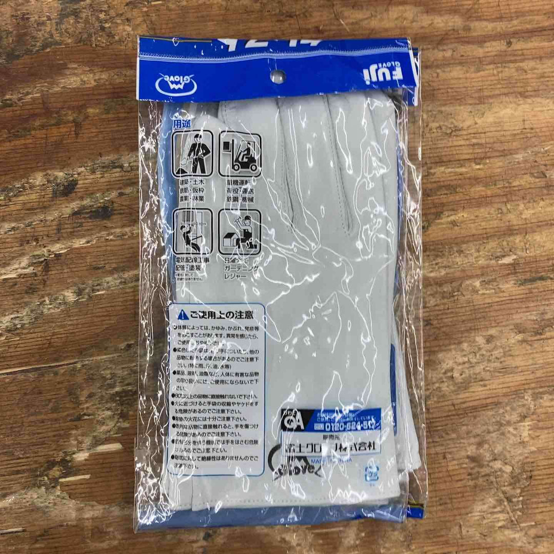 ◇富士グローブ クレストN白L 2101 牛本革手袋(袖口マジックタイプ)【柏店】