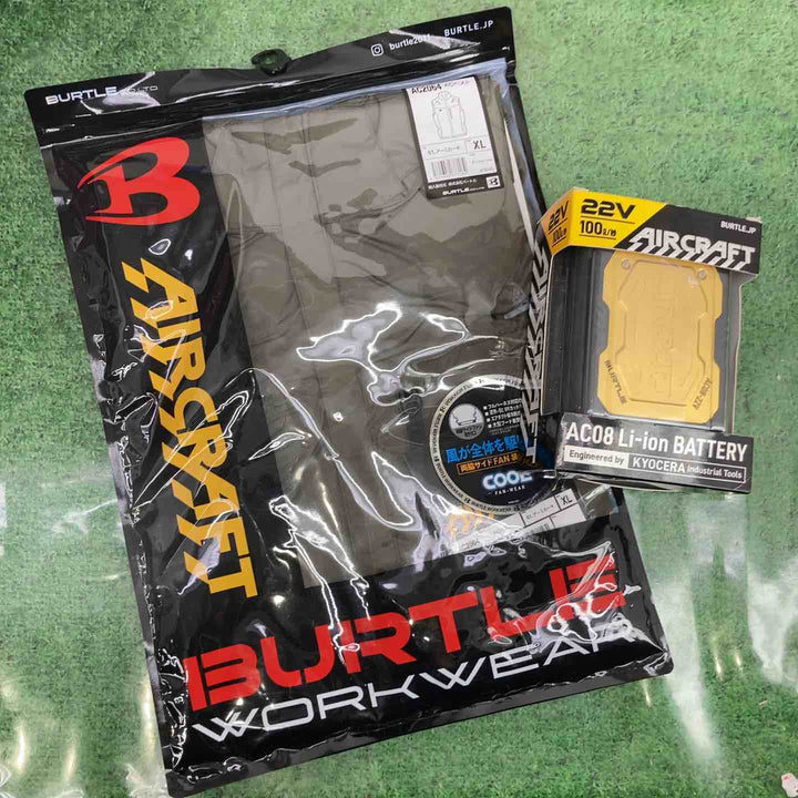 BURTLE バートル エアークラフト 2024年モデル 22Vリチウムイオンバッテリー メタリックゴールド AC08 72 Fと空調服AC2064のセット品【町田店】