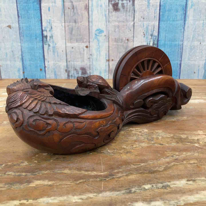 【中古品】　「坪俊」銘 墨壺 鶴亀 墨だし 和工具 大工道具【柏店】