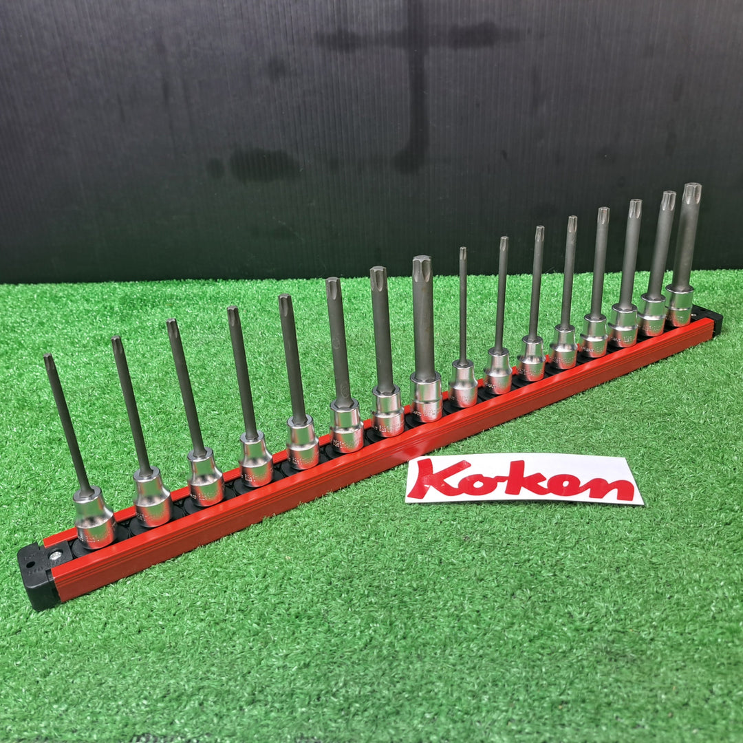 Ko-ken 3/8sq トルクスビットソケット 16本＋マグネットソケットホルダー セット T20-T55、T20H-T50H 【岩槻店】