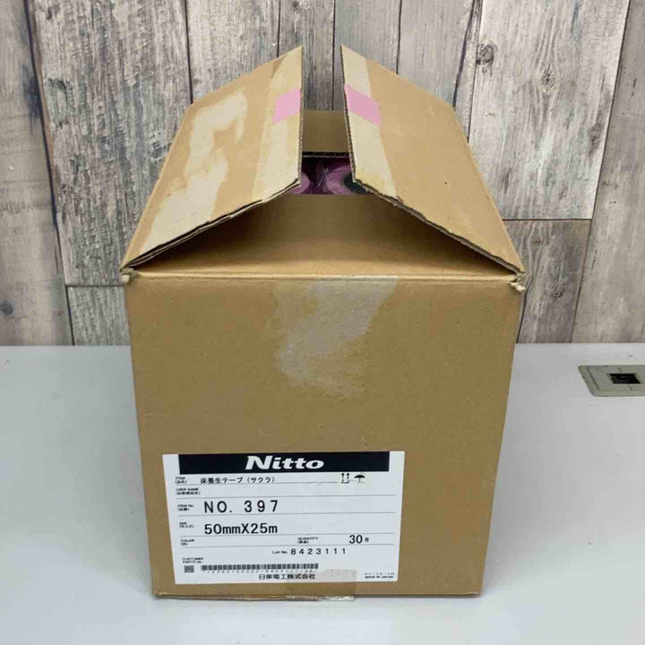 ▼日東電工(Nitto)床養生テープ さくら色 No.397 29巻 1箱 50mm×25ｍ 長期保管品【戸田店】